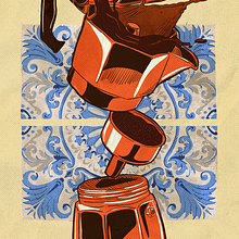 Poster Bialetti Moka. Ilustração digital, Desenho, e Design gráfico projeto de Ricardo Jurça - 15.12.2024