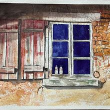 Window . Fine Arts, Traditional illustration, Painting, and Watercolor Painting project by zhimakaman - 12.22.2024