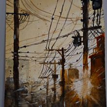 por do sol na cidade. Un proyecto de Bellas Artes, Pintura y Pintura a la acuarela de maria jackeline R. dos Santos - 22.12.2024
