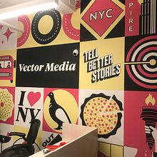 Vector Media Office Mural. Graphic Design, Digital Illustration, Br, ing & Identit project by Andrew Ryder - 12.23.2024