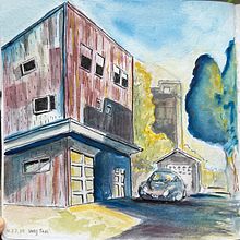 Ballard - Seattle. Drawing, Ink Illustration, Painting, Sketchbook, Sketching, and Watercolor Painting project by Lucy Tan - 12.24.2024