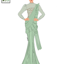 Indo + western Sarees design. Projekt z dziedziny Sketching, R, sunek c, frow, Projektowanie mod, Trad, c, jna ilustracja i Ilustracja modowa użytkownika Fatema Habeeb - 25.12.2024