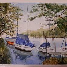 waterscape/nautical theme. Naturalistic Illustration, Painting, and Watercolor Painting project by Wafa Saeed - 12.27.2024