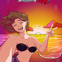 chica en laplaya. Digital Drawing, Digital Illustration, Drawing, and Design project by Diego Andrade - 12.29.2024