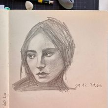 Quick portrait sketch in HB pencil. Un projet de Dessin au cra, on, Dessin de portrait , et Carnet de croquis de sis - 29.12.2024