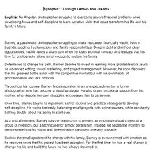Through Lenses and Dreams. Creative Writing, Film, Video, TV, Narrative, Non-Fiction Writing, Script, Stor, and telling project by Ruben Cabango - 12.29.2024