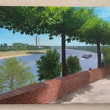 Der Rhein bei Duisburg-Homberg in Acryl. Projekt z dziedziny  Malarstwo użytkownika Anita - 30.12.2024