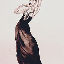 Polka dot bow tie gown. Fashion Illustration	, Traditional illustration, and Watercolor Painting project by codychuff - 12.31.2024