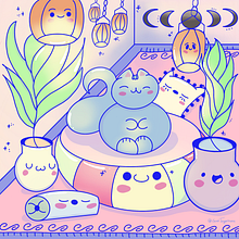 Kawaii Buddha Cat. Character Design, Digital Illustration, and Manga project by s_arah - 01.01.2025
