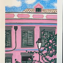 Rosa Haus in Gouache und Mixed Media. Creativit, Drawing, Gouache Painting, Traditional illustration, Sketchbook, Sketching, and Watercolor Painting project by Ulli - 01.05.2025