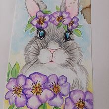 Conejo entre flores . Fine Arts, Drawing, Traditional illustration, Painting, Watercolor Painting, and Botanical Illustration project by monicalugolopez - 01.06.2025