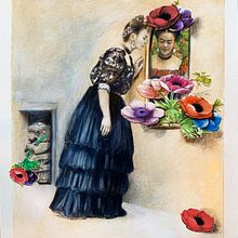 El  espejo de Frida. Een project van Collage,  Tekening,  Beeldende kunst, Traditionele illustratie y Aquarelschilderen van Roxana Brizuela - 07.01.2025