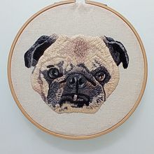 Needle painting - Pug. Projekt z dziedziny  Haft, Ilustracja naturalist, czna, Wzornictwo tekst i liów użytkownika María José Pardo - 08.01.2025