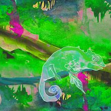 Camaleón en la selva. Un progetto di Illustrazione tradizionale, Pittura ad acquerello, Belle arti e Illustrazione naturalistica di Isabella Andreatta - 09.01.2025