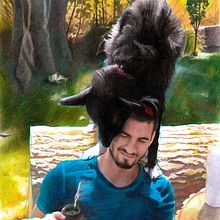 Portrait drawing of a boy and a dog. Un proyecto de Pintura a la acuarela, Ilustración tradicional, Dibujo de Retrato, Ilustración editorial, Ilustración con tinta, Ilustración naturalista				 e Ilustración botánica de Mentiradeloro Esther Cuesta - 09.01.2025