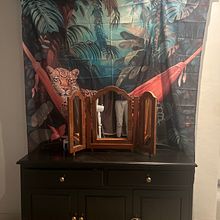 Used shower curtain and old plank wood painted to be made into a mural for the wall . Br, ing, Identit, Graphic Design, Social Media Design, and Web Design project by equestriasales - 01.12.2025