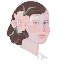 Portrait of a woman with a flower. Un progetto di Disegno digitale, Illustrazione tradizionale, Illustrazione digitale, Pittura e Pittura digitale di nadjamarx5 - 12.01.2025