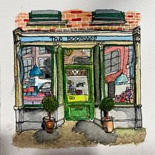 Mi versión de la bookstore . Architectural Illustration, Drawing, Painting, and Watercolor Painting project by pbonillaa - 01.13.2025