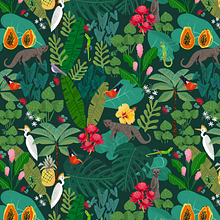 Kauai Jungle Pattern. Un progetto di Illustrazione digitale, Disegno, Illustrazione tradizionale, Pattern design e Textile Design di Rachel Urista - 13.01.2025