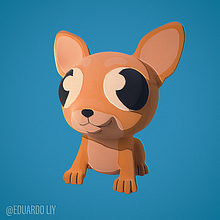 Proyecto Chihuahua Nacho del curso "Creación de personajes kawaii en 3D con Blender". Un proyecto de Modelado 3D, Diseño de personajes, Ilustración digital, Ilustración tradicional, Manga, Diseño de personajes 3D, Diseño 3D, Ilustración infantil, Dibujo a lápiz, Bocetado, Dibujo digital, Creatividad, 3D, Diseño y Dibujo de Jesús Eduardo Liy Marin - 14.01.2025