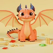 Small Dragon. 3D, 3D Character Design, 3D Design, 3D Modeling, and Character Design project by rafael_fassimoto - 01.17.2025