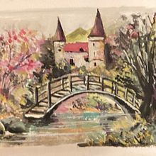 Fantasy Landscape with Watercolour and Gouache. Fine Arts, Gouache Painting, Naturalistic Illustration, Painting, and Watercolor Painting project by y7dfcnx8rv - 01.19.2025