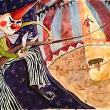 Bozo—the up to no good clown. Traditional illustration, Creativit, and Children's Illustration project by Natalia Terlecka - 01.19.2025