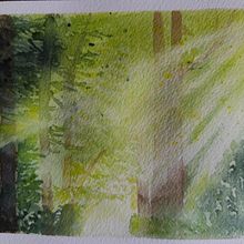 Rayons de soleil dans la forêt. Un progetto di Pittura e Pittura ad acquerello di Marie Helene Reg - 20.01.2025