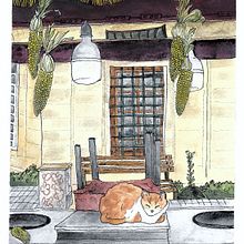 Istanbul street cat. Un proyecto de Ilustración arquitectónica, Dibujo, Pintura y Pintura a la acuarela de Kahlo de Dadanoias - 20.01.2025