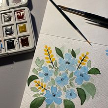 Flower composition. Watercolor Painting, Arts, and Crafts project by katerinagrimm - 01.20.2025