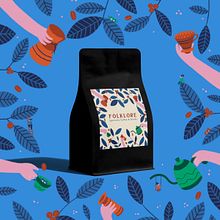 Coffee Label x Folklore Bar. Digital Illustration, Graphic Design, Drawing, Design, Creativit, and Digital Drawing project by Ilaria Bee - 01.21.2025