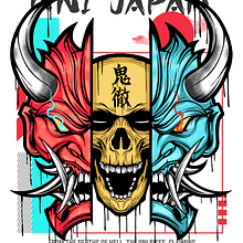 Oni Mask Japan. T, pograph, T, pograph, and Design project by emmanuellopv - 01.21.2025