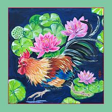 Rooster Running on water. Un progetto di Belle arti, Pittura gouache, Illustrazione naturalistica e Pittura di Sabine Nimz - 23.01.2025