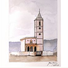 Iglesia de las Salinas, Cabo de Gata  . Drawing project by Mari Nieves - 01.23.2025
