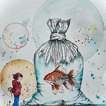 How to set a  friend free. Un progetto di Disegno artistico, Character design, Belle arti, Pittura, Disegno di ritratti e Pittura ad acquerello di Sabine Nimz - 25.01.2025