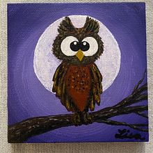 Owl at Night (Small canvas art project). Arts, Crafts, and Traditional illustration project by Lisa Juettner - 01.26.2025
