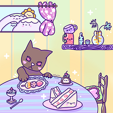 Cheeky Choco Kitty (•˕ •マ.ᐟ. Un progetto di Character design, Illustrazione digitale e Manga di mixim_mini - 27.01.2025