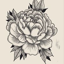 Pivoine. Tattoo Design project by Elisa Rodrigues - 01.27.2025