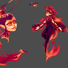 Fire Spirit. Character Design, Digital Drawing, Digital Illustration, Digital Painting, and Traditional illustration project by Alperen Kazel - 01.29.2025