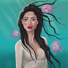 Jellyfish. Desenho digital, Ilustração tradicional, Ilustração digital, Pintura, e Pintura digital projeto de Veronika Vognar MITTIGOVA - 29.01.2025
