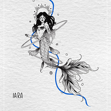 Iara . Un proyecto de Creatividad, Diseño, Dibujo, Ilustración tradicional, Dibujo a lápiz y Diseño de tatuajes de Gabriela S. Barreto - 31.01.2025
