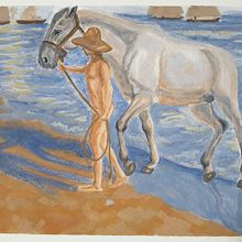 "El baño del caballo" de Joaquín Sorolla . Un projet de Illustration traditionnelle, Peinture gouache , et Peinture de Iris Osuna Pérez - 02.02.2025