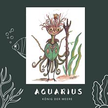 AQUARIUS the king of the sees. Un projet de Conception de personnages, Dessin, Peinture, Dessin au cra, on , et Aquarelle de Claudia Ligendza - 02.02.2025