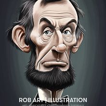 Lincoln Caricature. Digital Illustration, and Character Design project by Rob Snow - 02.02.2025
