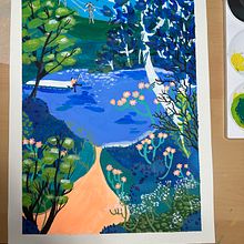 Paysage coloré . Traditional illustration, Painting, Acr, lic Painting, and Sketchbook project by xjb58q8cmk - 02.02.2025