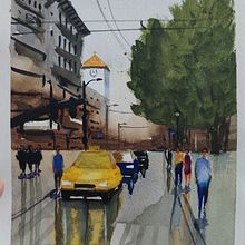 Acuarela de paisaje urbano, por Lorena Molina. Pintura em aquarela, Artes plásticas e Ilustração arquitetônica projeto de Lorena Molina N. - 03.02.2025