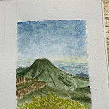 Travel Watercolor Projects - Mt. Gede. Drawing, Watercolor Painting, Fine Arts, Pencil Drawing, Sketchbook, and Sketching project by ineke_yulianti - 02.05.2025