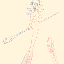 Sirena buscando armadura . Character Design, Drawing, Pencil Drawing, Sketchbook, and Sketching project by Leonardo Guzmán - 02.05.2025