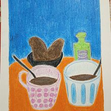 A morning weekend 🥐 ☕ ☀️. Drawing, Pencil Drawing, and Traditional illustration project by Angela - 02.06.2025