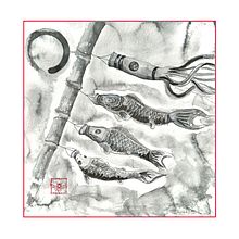 Koinobori and Moonlight. Un progetto di Disegno, Illustrazione tradizionale e Illustrazione con inchiostro di Sabine Nimz - 06.02.2025